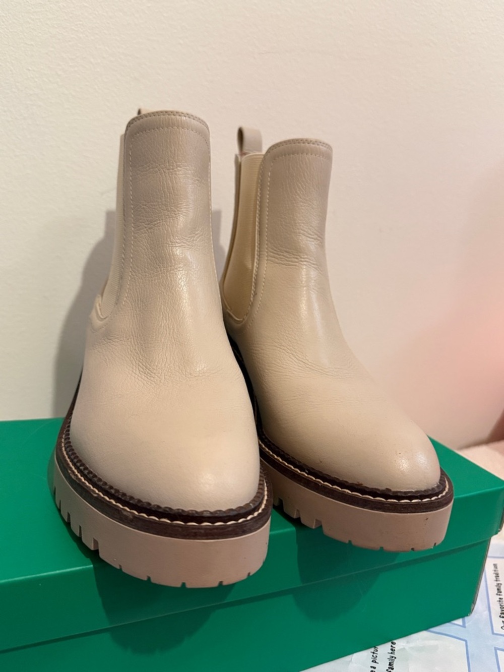 Nordstrom Cream Chelsea Lug Sole Ankle Boots